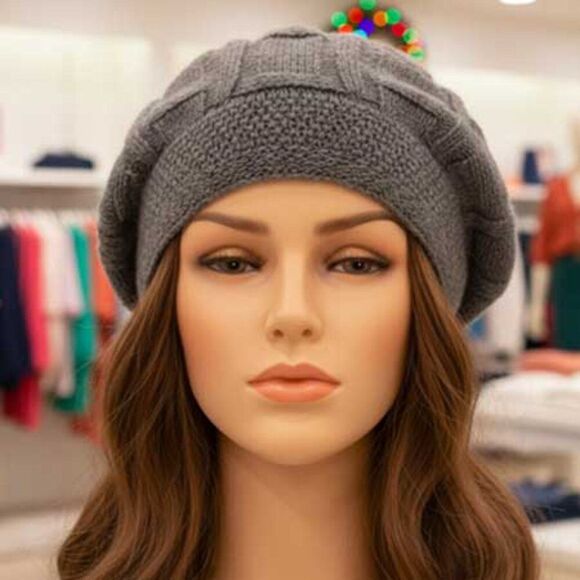 Elizabeth Besich Accessories - 2/$30 Ladies Dark Grey Ladies Winter Knitted French Beret